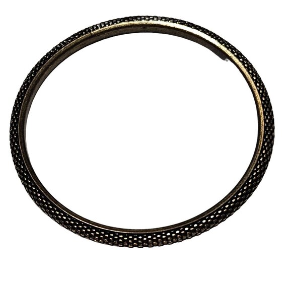 Vintage Gold Tone Textured Bangle Bracelet Classic Retro Fashion Jewelry Women - Picture 2 of 4